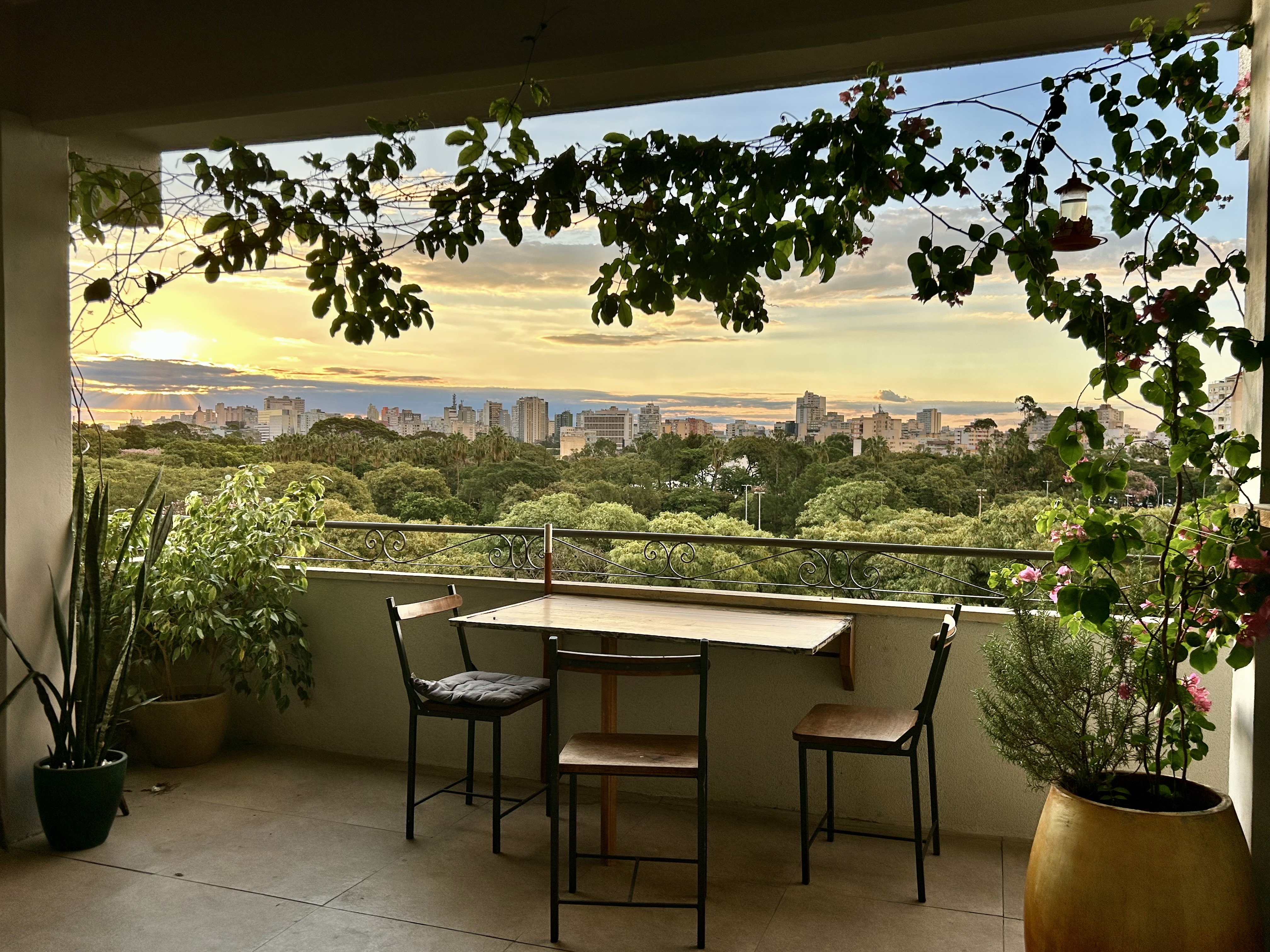 Balcony overlooking the park.